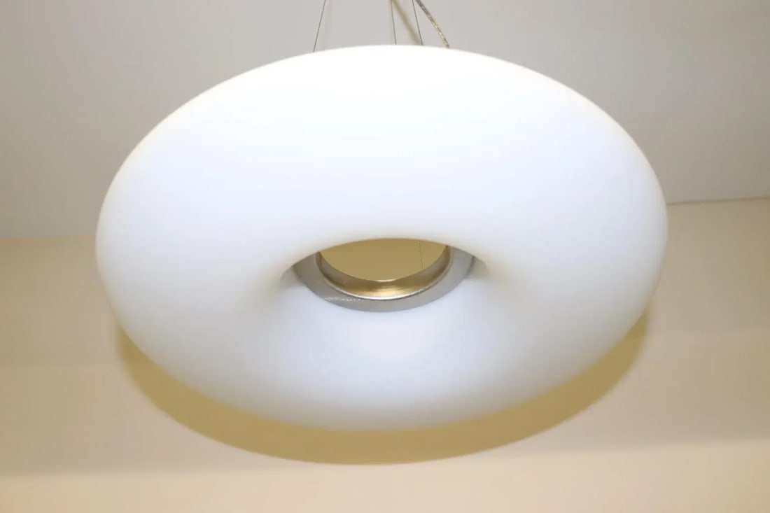 1990s Modern Murano White Glass Pendant Lamp - 5