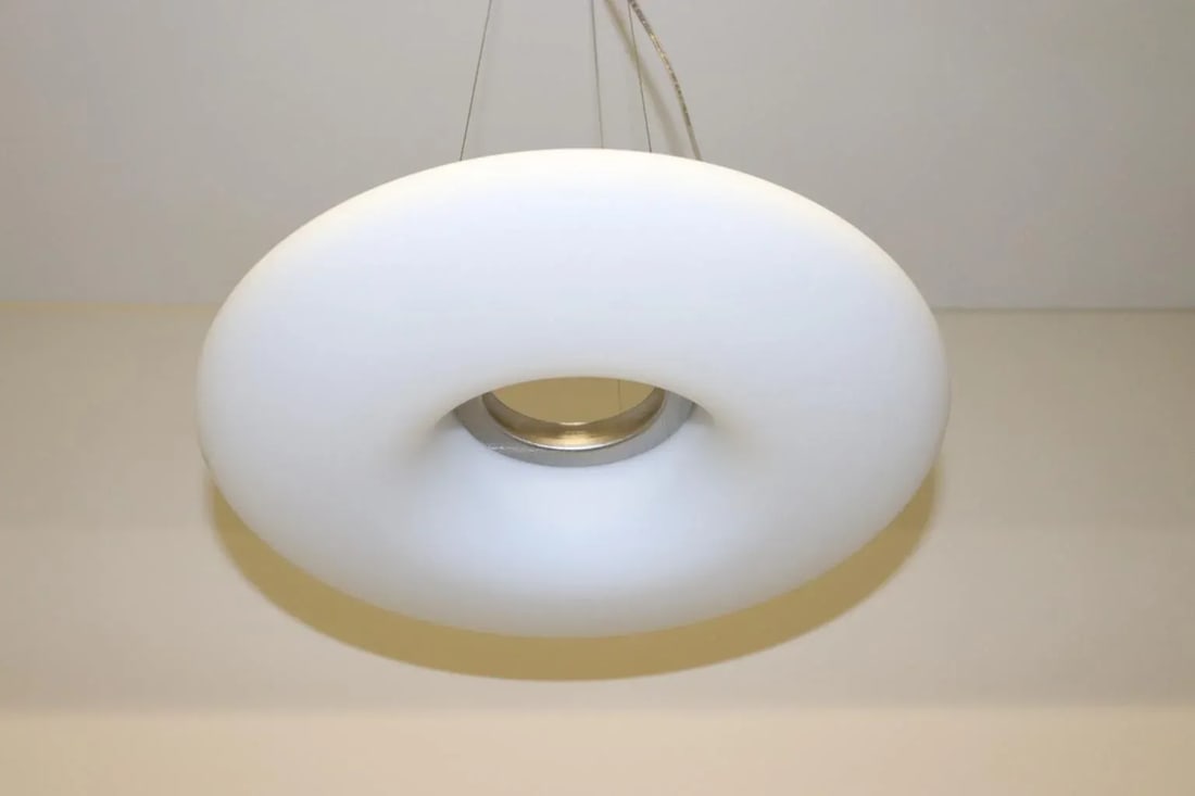 1990s Modern Murano White Glass Pendant Lamp - 7