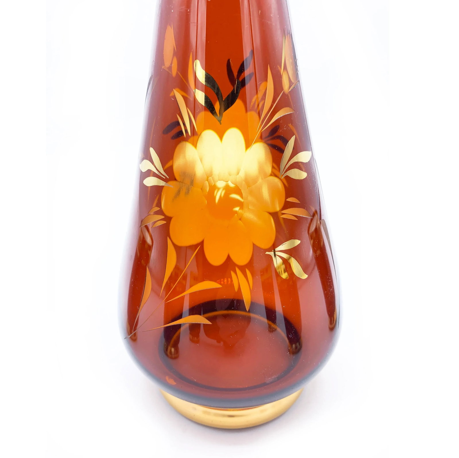 Mid-Century Ruby Red and Metallic Gold Venetian Glass Decanter Set - 7 Pieces - 2