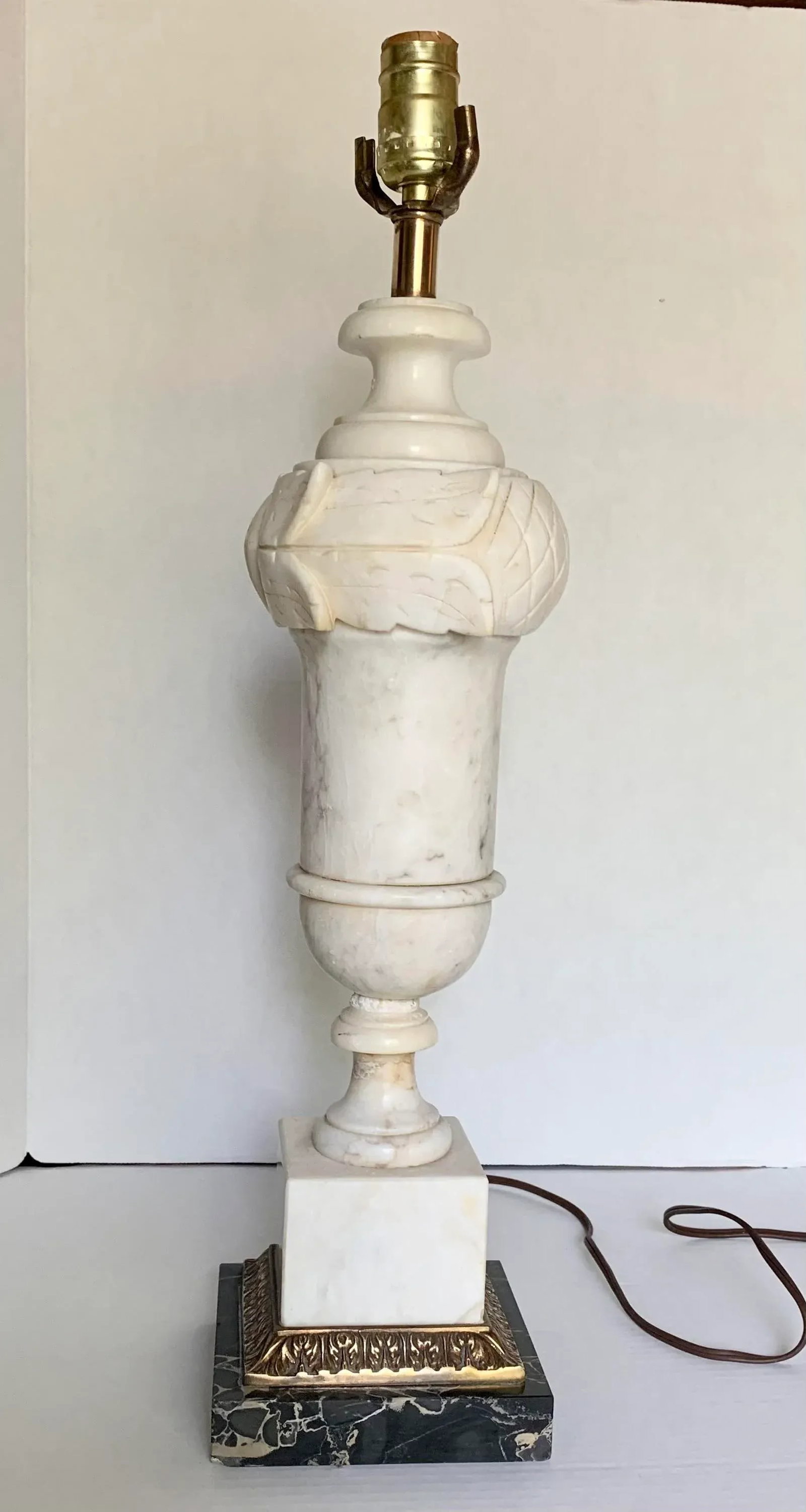 Vintage Early 20th Century Italian Alabaster and Marble Table Lamp - 13