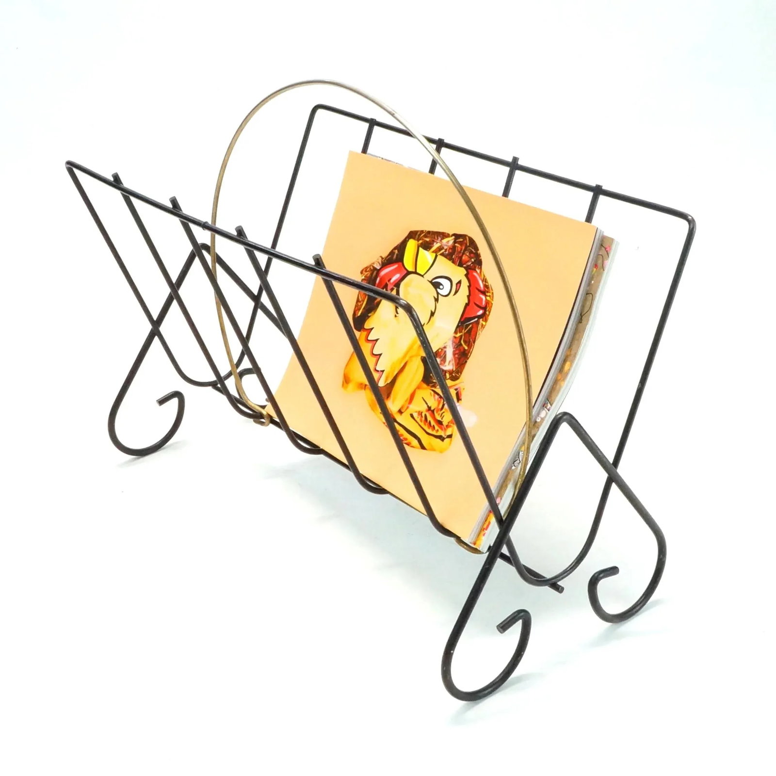 Vintage Mid-Century Modern Metal Wire Magazine Rack - 2