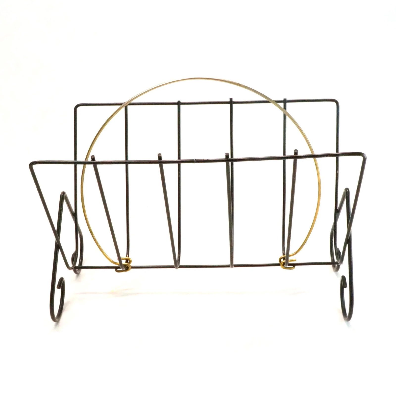 Vintage Mid-Century Modern Metal Wire Magazine Rack - 3