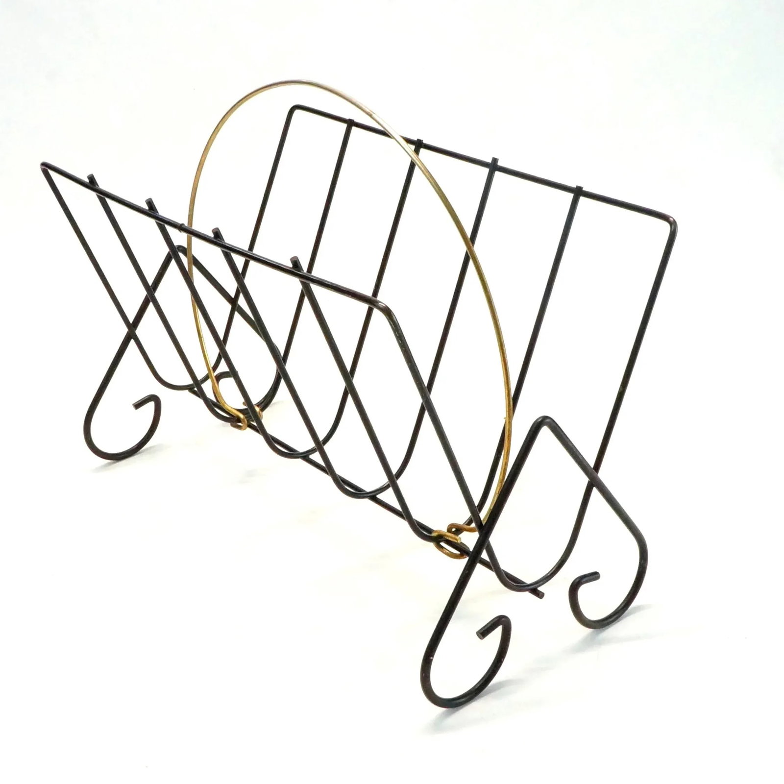 Vintage Mid-Century Modern Metal Wire Magazine Rack - 8