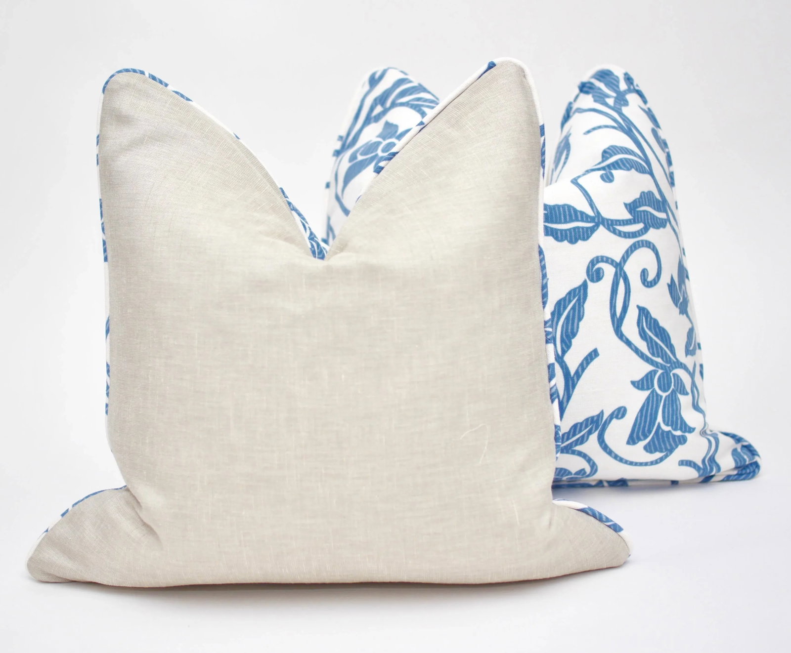 Elizabeth Benefield "Fiji" 18" Square Hand Printed Linen Pillows - a Pair - 2