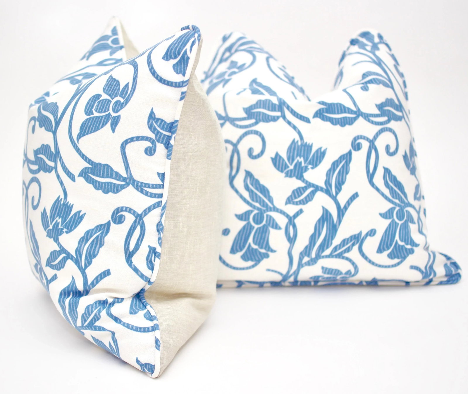 Elizabeth Benefield "Fiji" 18" Square Hand Printed Linen Pillows - a Pair - 3