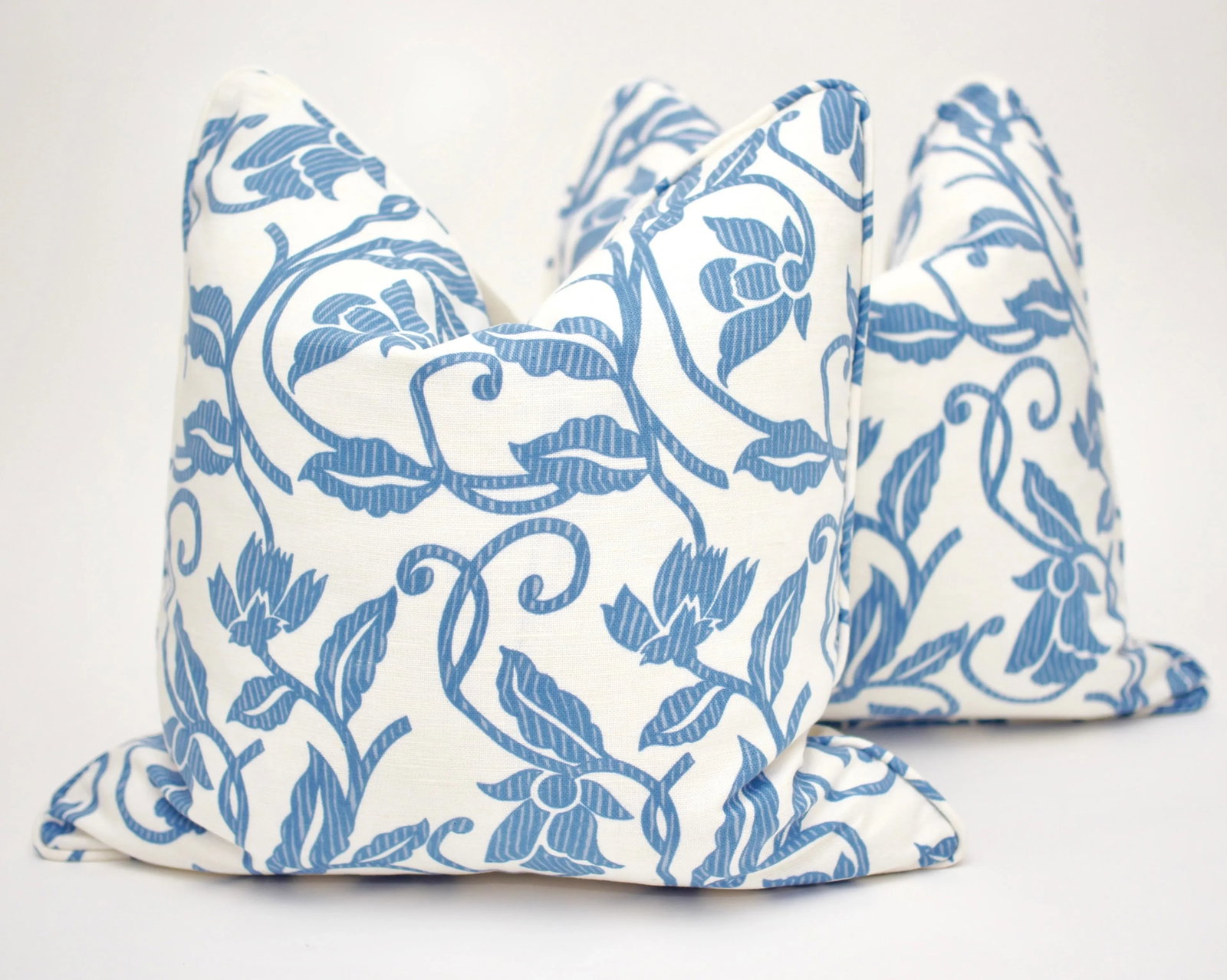 Elizabeth Benefield "Fiji" 18" Square Hand Printed Linen Pillows - a Pair - 6