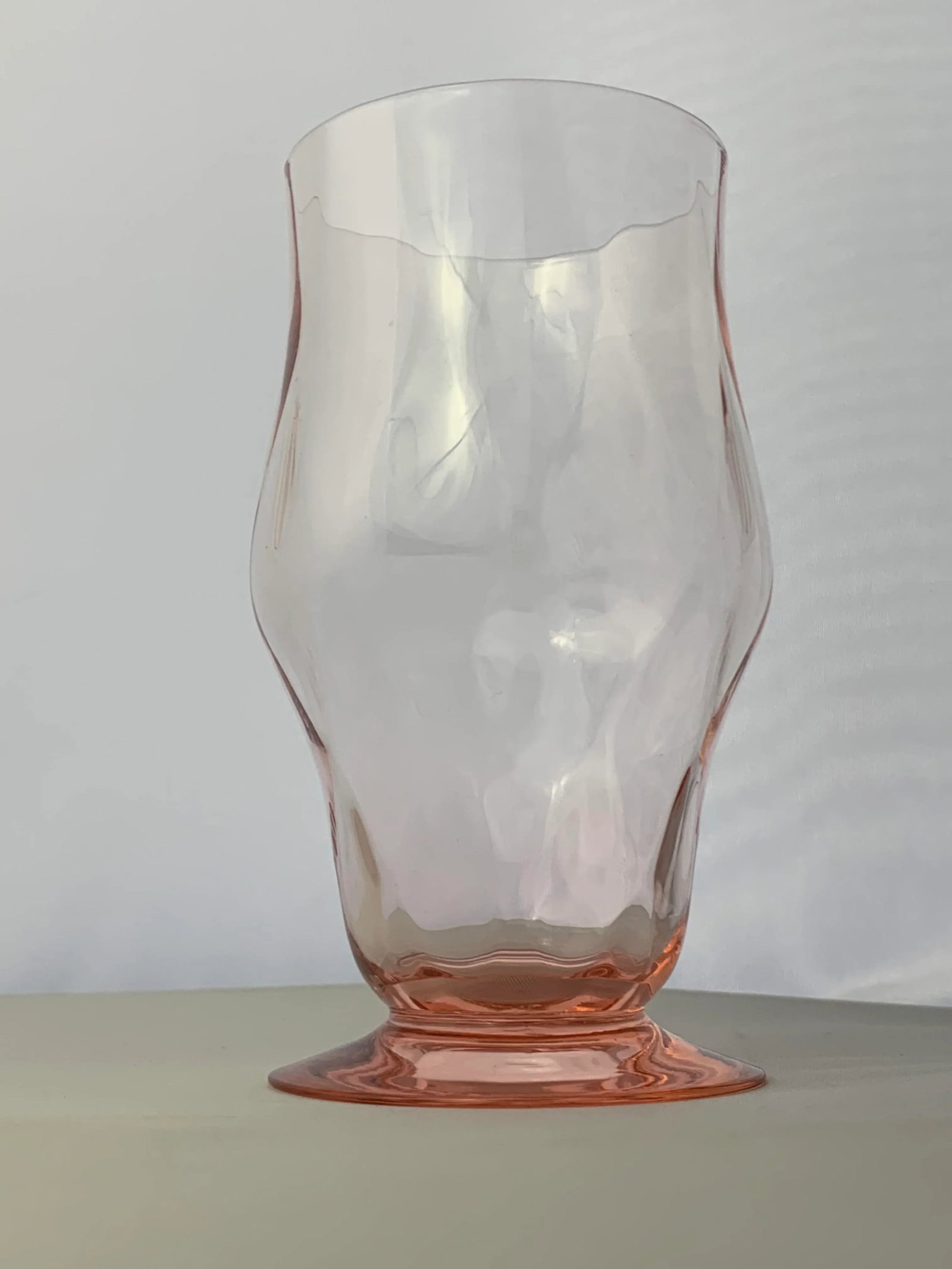 Vintage 1930's Pink Depression Glass Footed Ice Tea Tumblers - Set of 4 - 10