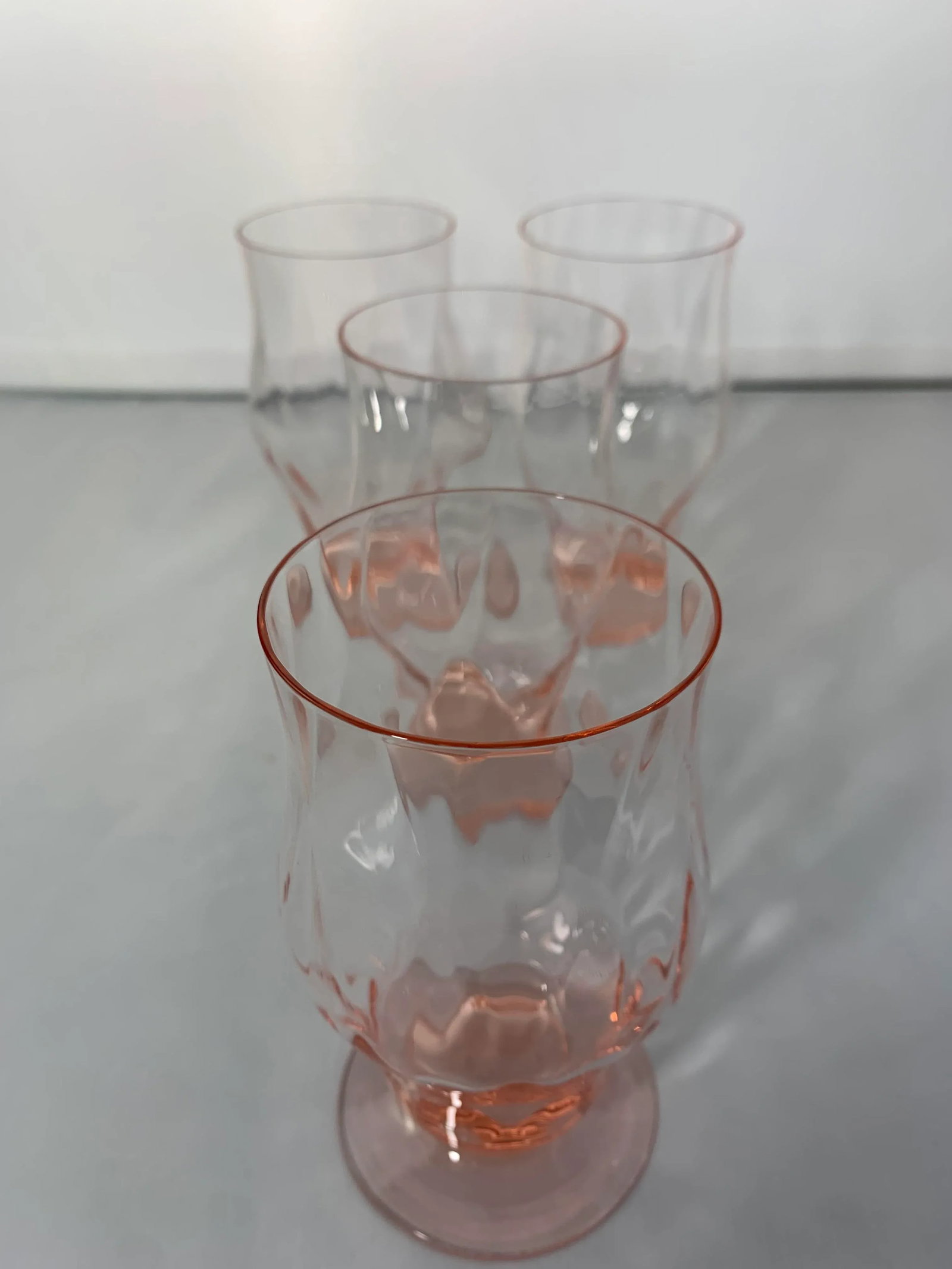 Vintage 1930's Pink Depression Glass Footed Ice Tea Tumblers - Set of 4 - 2