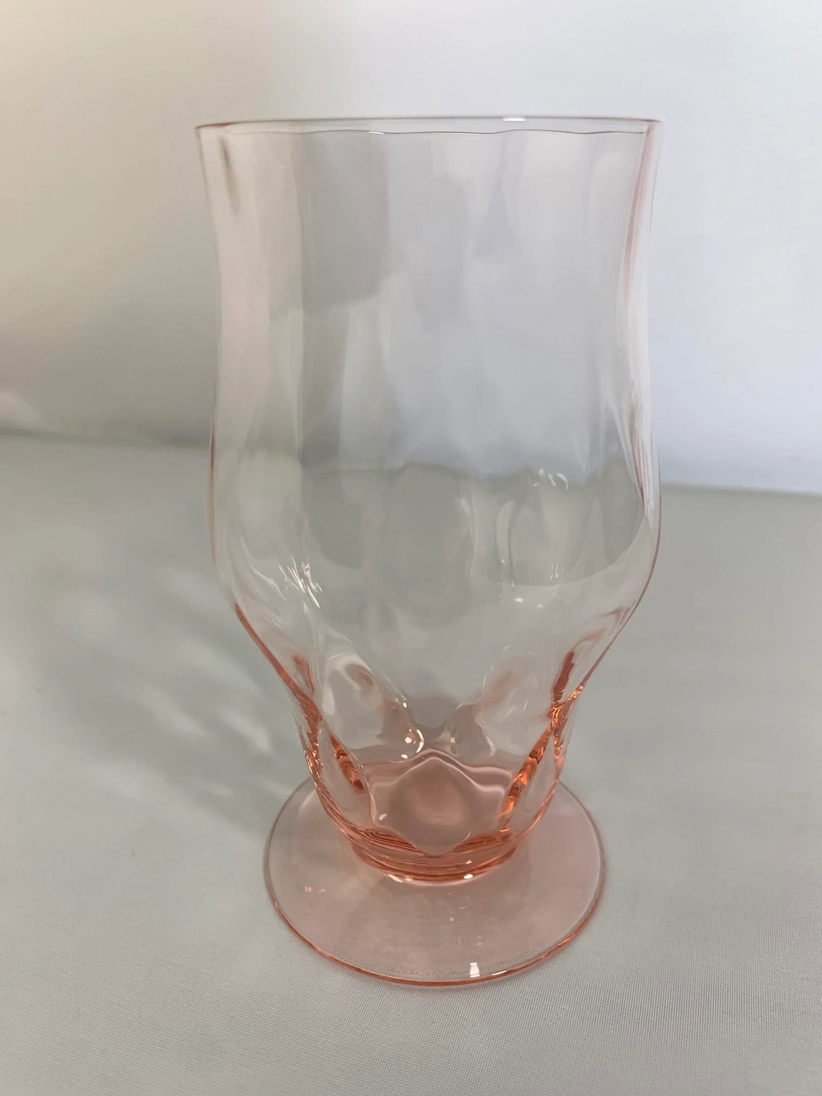 Vintage 1930's Pink Depression Glass Footed Ice Tea Tumblers - Set of 4 - 4