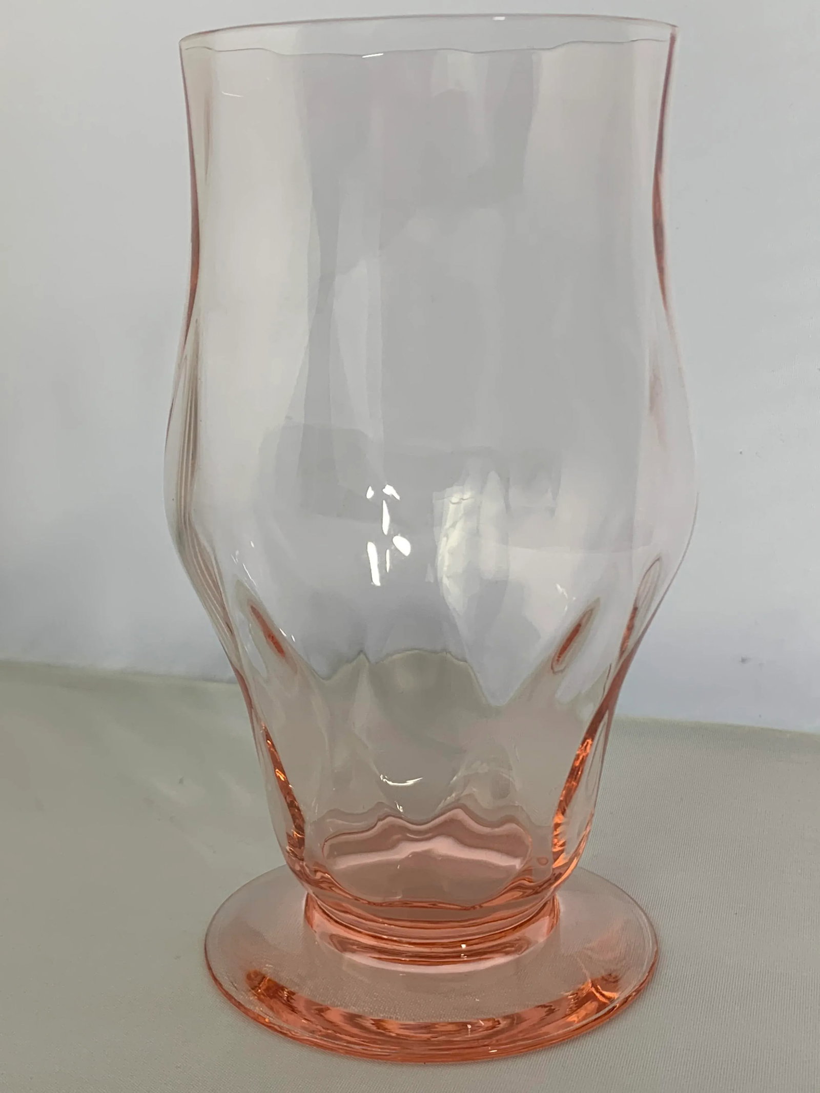 Vintage 1930's Pink Depression Glass Footed Ice Tea Tumblers - Set of 4 - 9