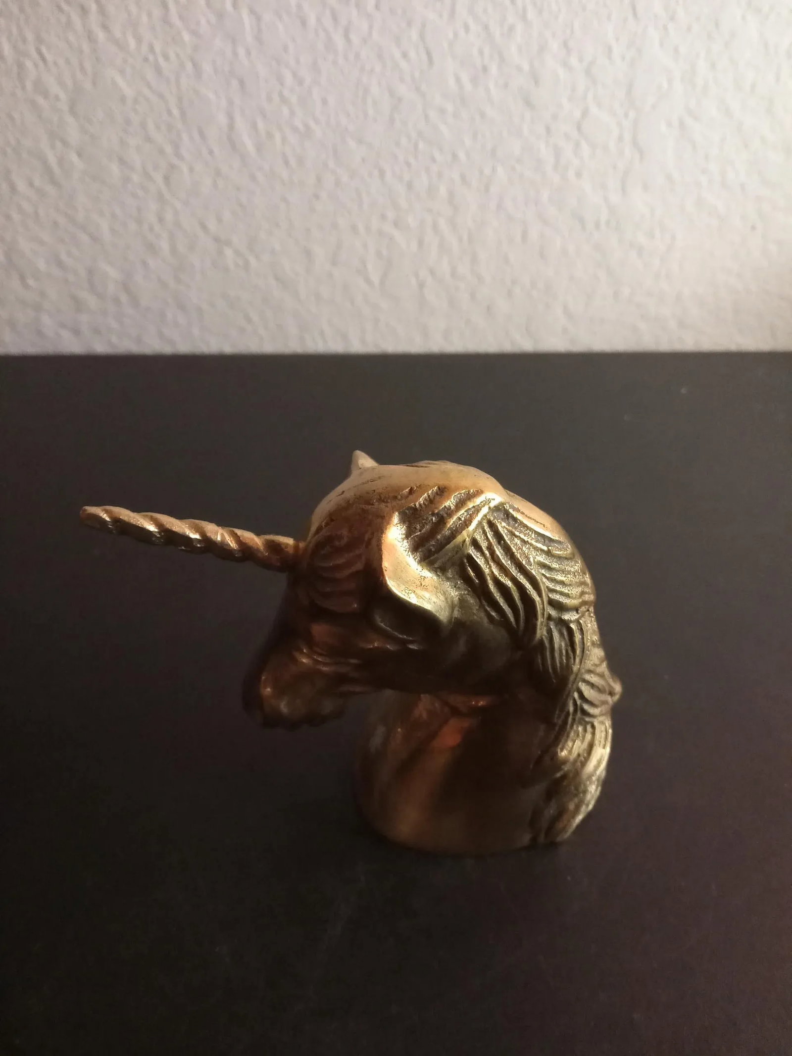 1980s Solid Brass Unicorn Sculpture Paper Weight - 3