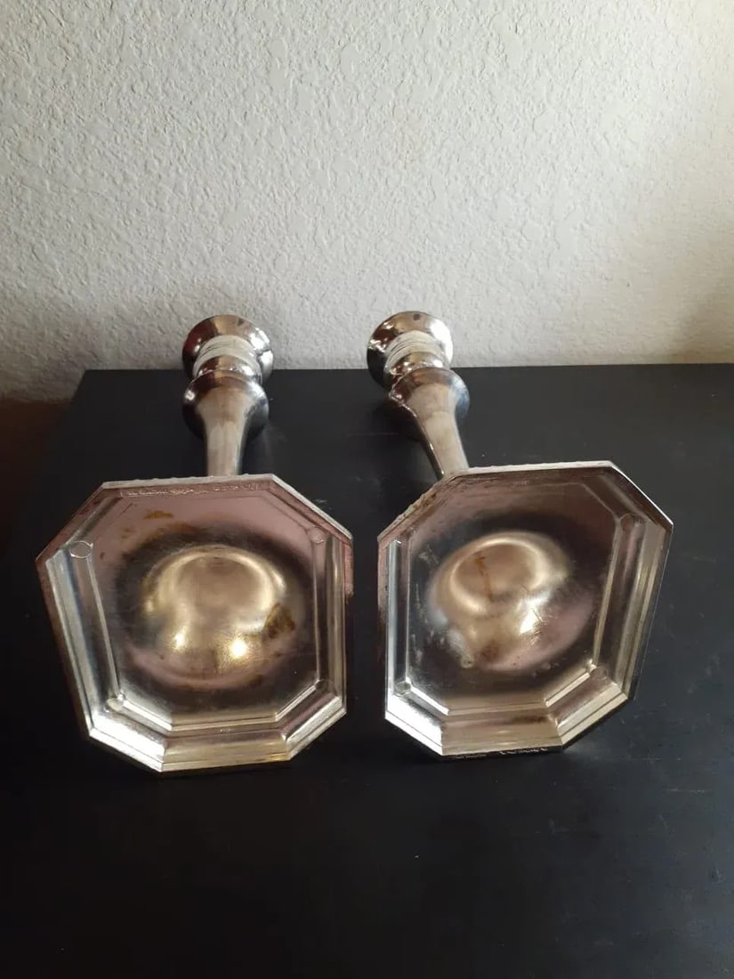 Vintage 1970s Silverplated Candlesticks - Set of 2 - 4
