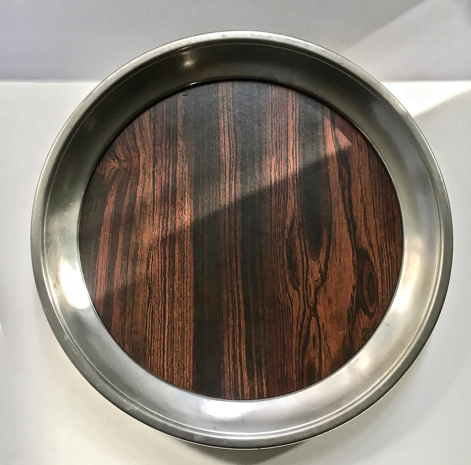 1960s F. B. Rogers Provincetown Pewterlite & Faux Rosewood Tray - 2