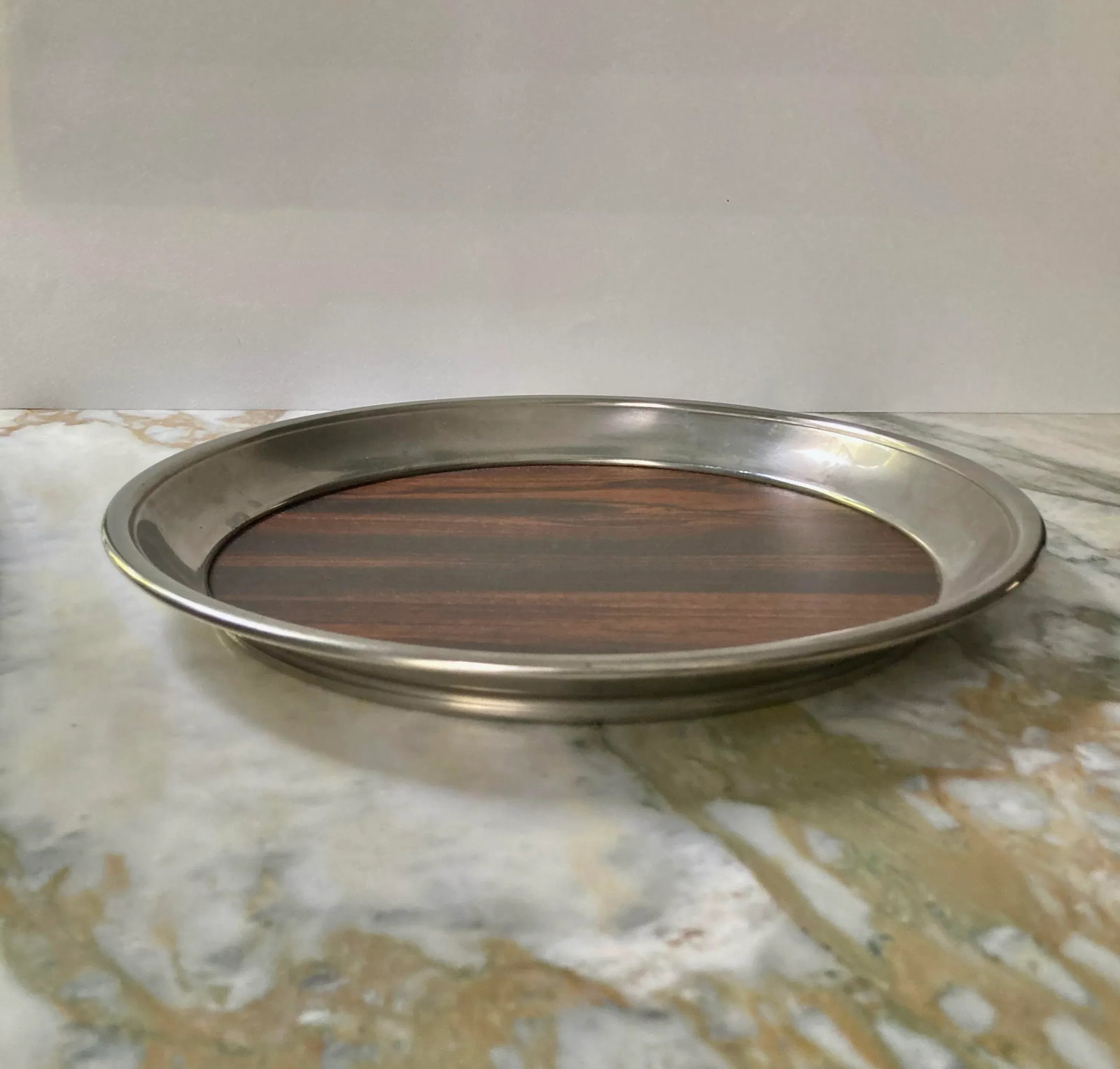 1960s F. B. Rogers Provincetown Pewterlite & Faux Rosewood Tray - 5