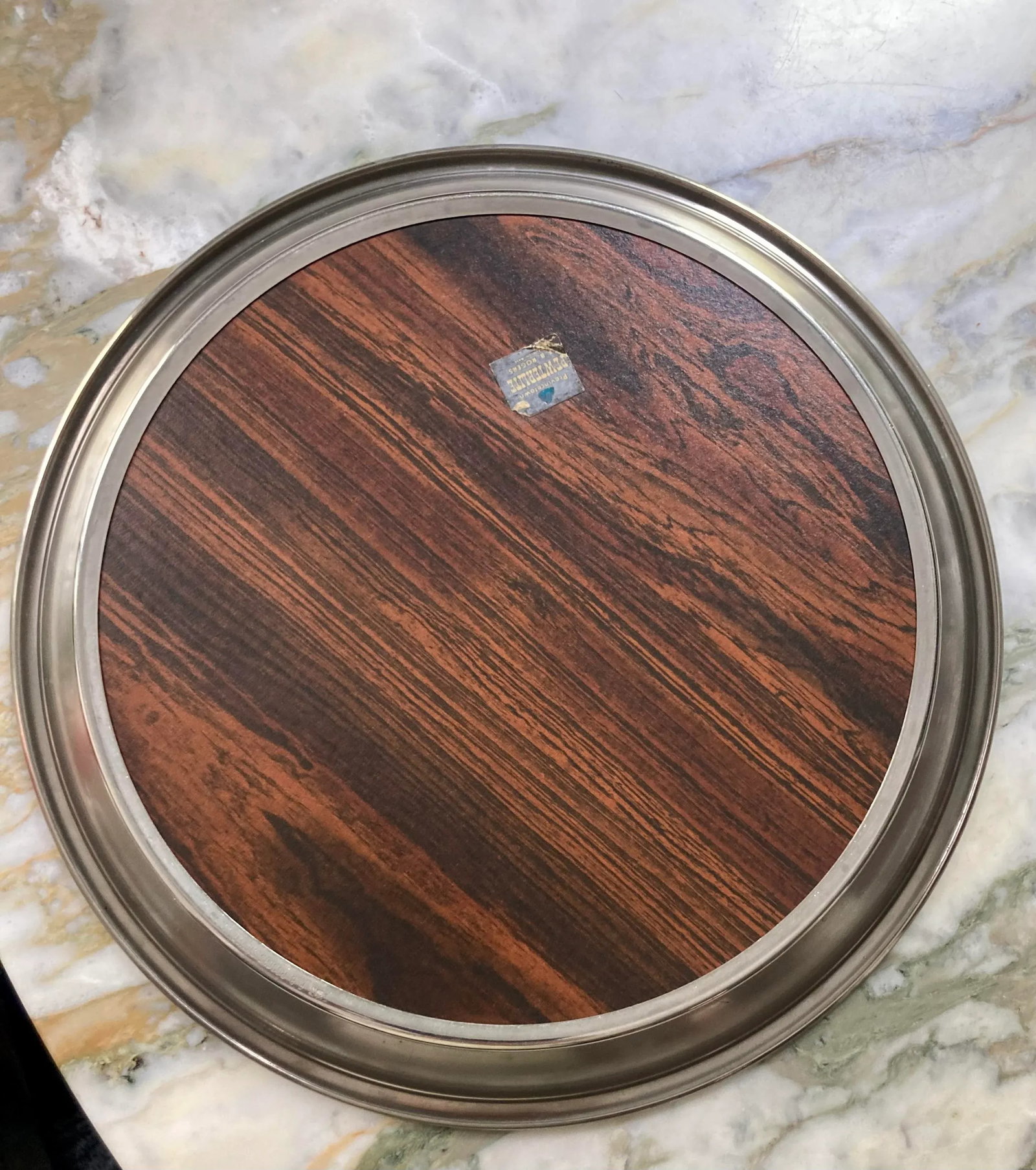 1960s F. B. Rogers Provincetown Pewterlite & Faux Rosewood Tray - 9