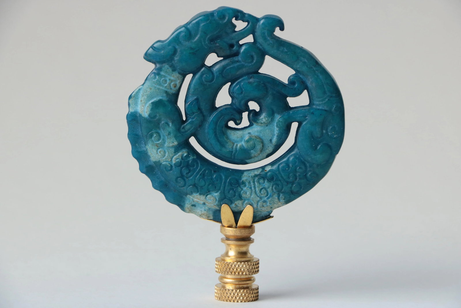 Dragon Ouroboros Lamp Finial on Brass Hardware - 4
