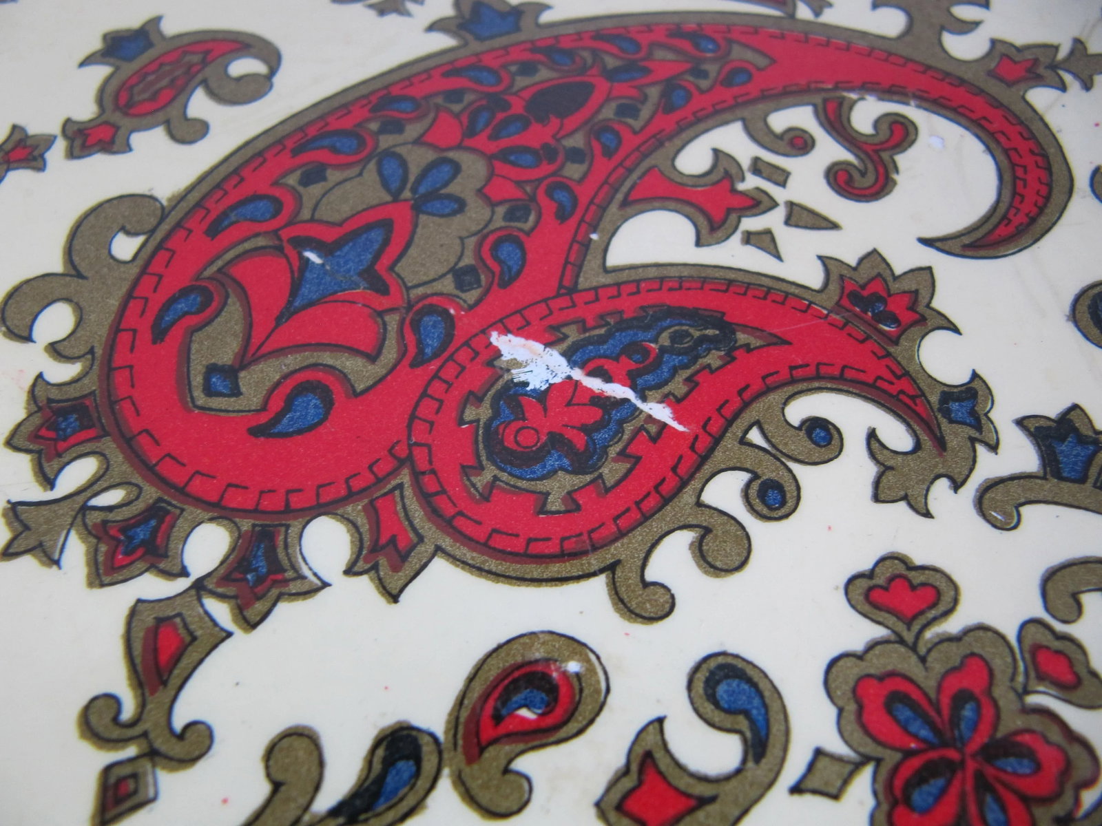 Vintage Red Paisley Tray - 3