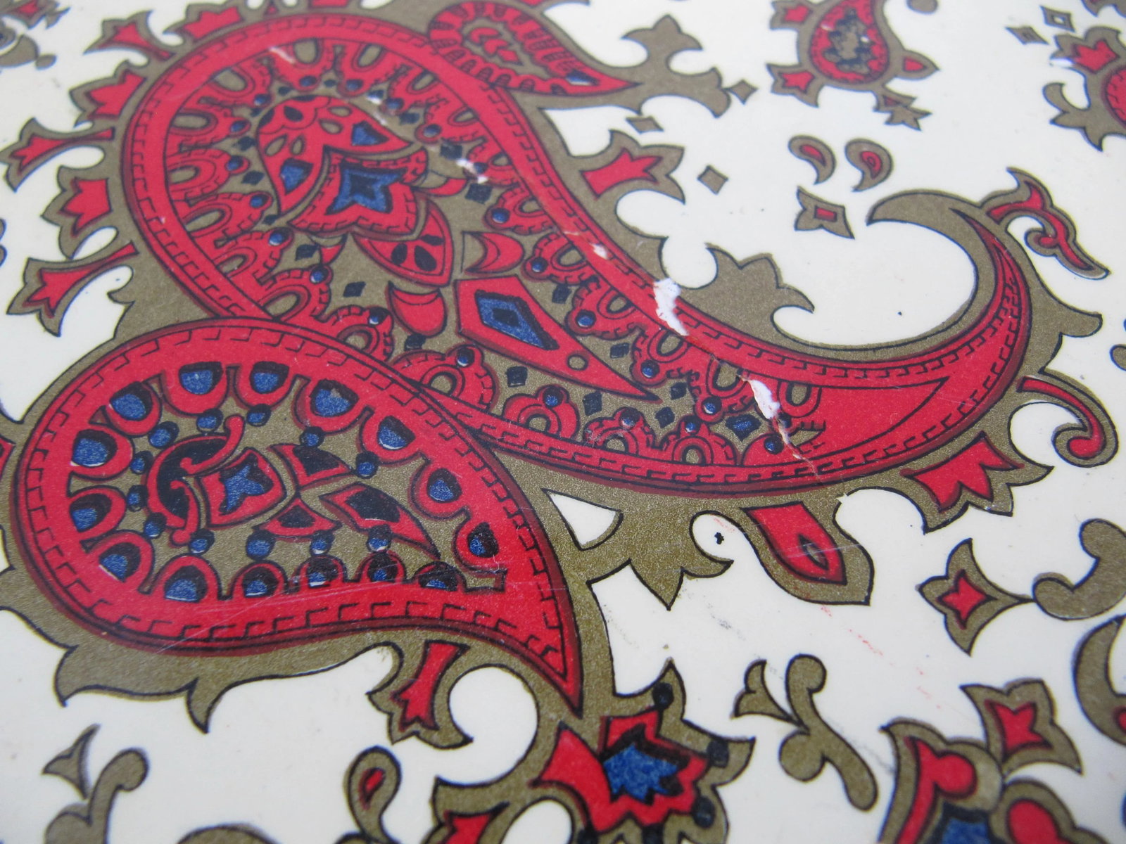 Vintage Red Paisley Tray - 4