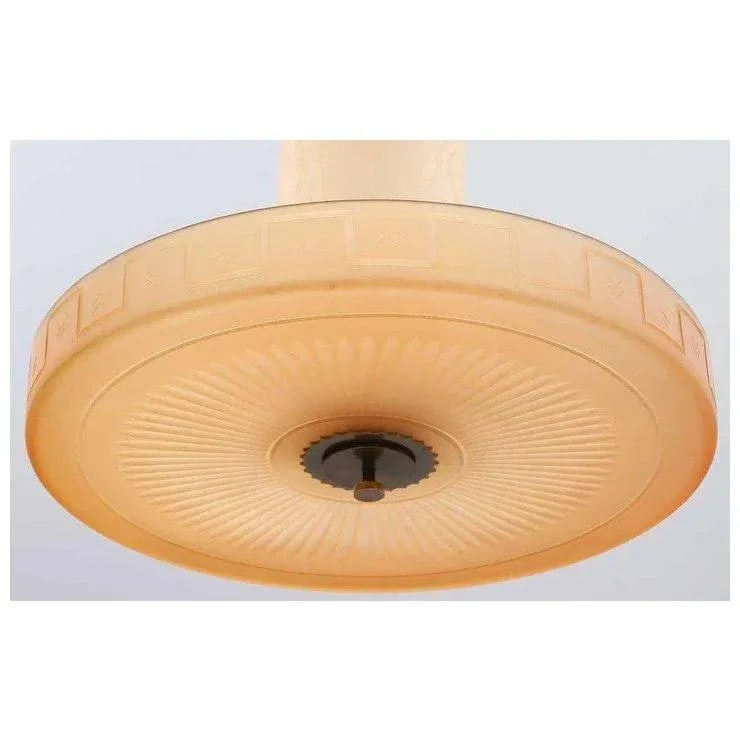 1930s Swedish Simon Gate for Orrefors Frosted Amber Glass Ceiling Light Fixture - 5