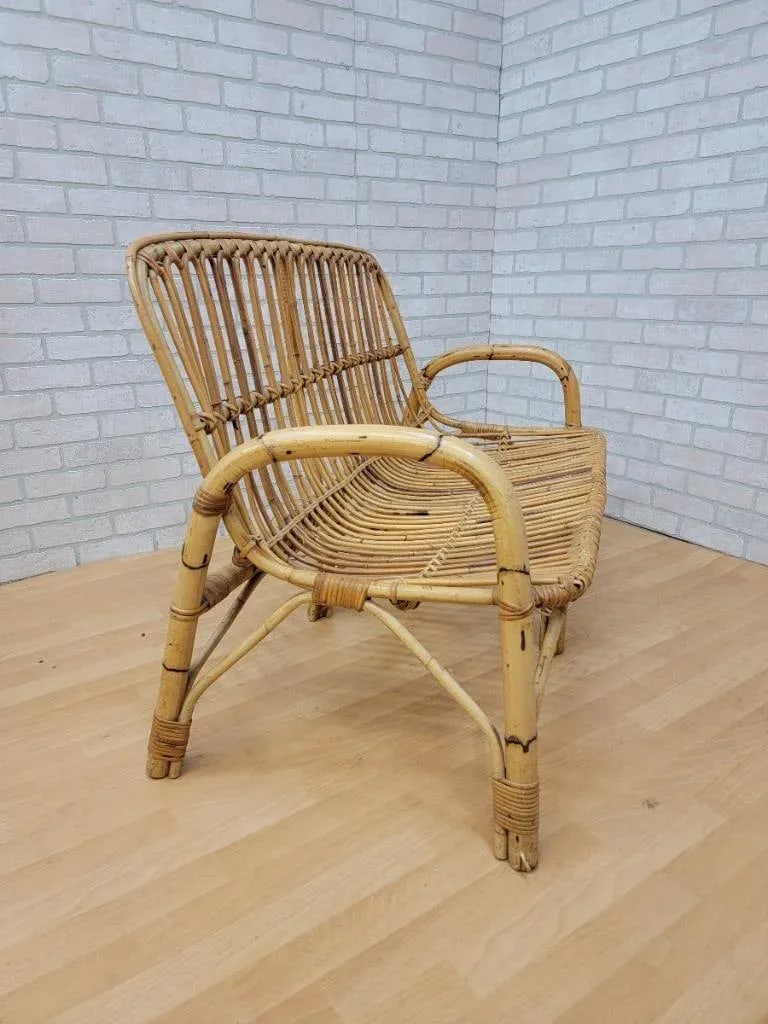 Vintage Italian Rattan and Bamboo Bistro Patio - 4 Piece Set - 6