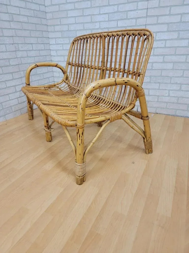 Vintage Italian Rattan and Bamboo Bistro Patio - 4 Piece Set - 7