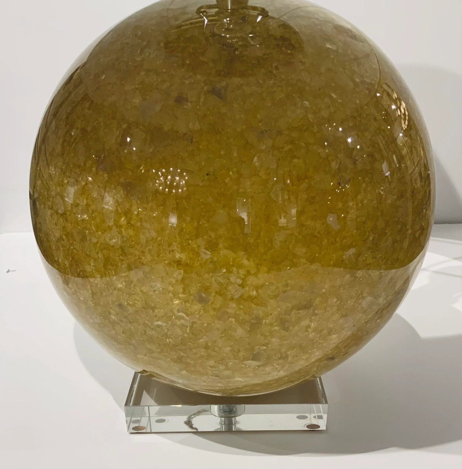 Organic Modern Yellow Quartz Sphere Table Lamps Pair - 3