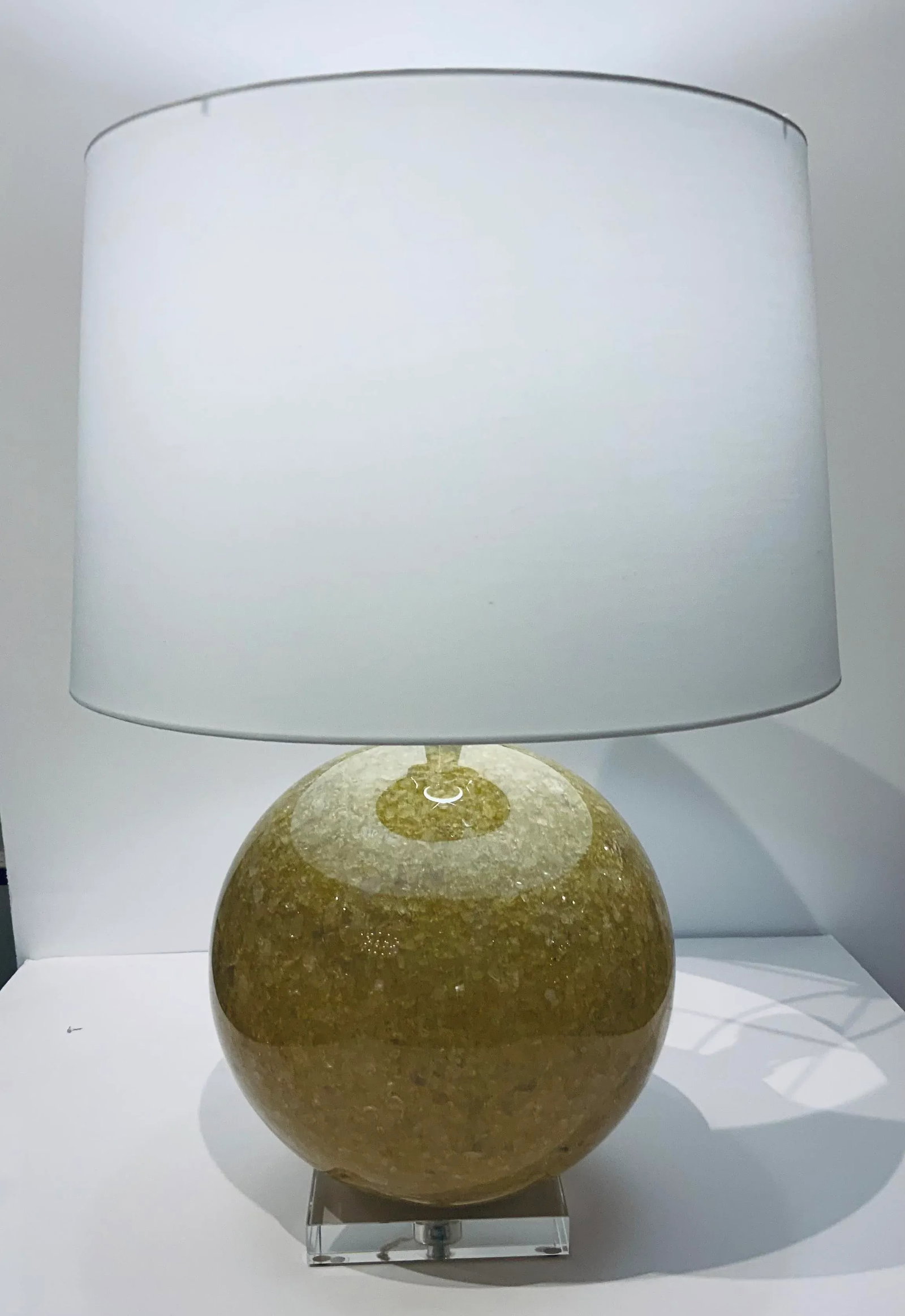 Organic Modern Yellow Quartz Sphere Table Lamps Pair - 5