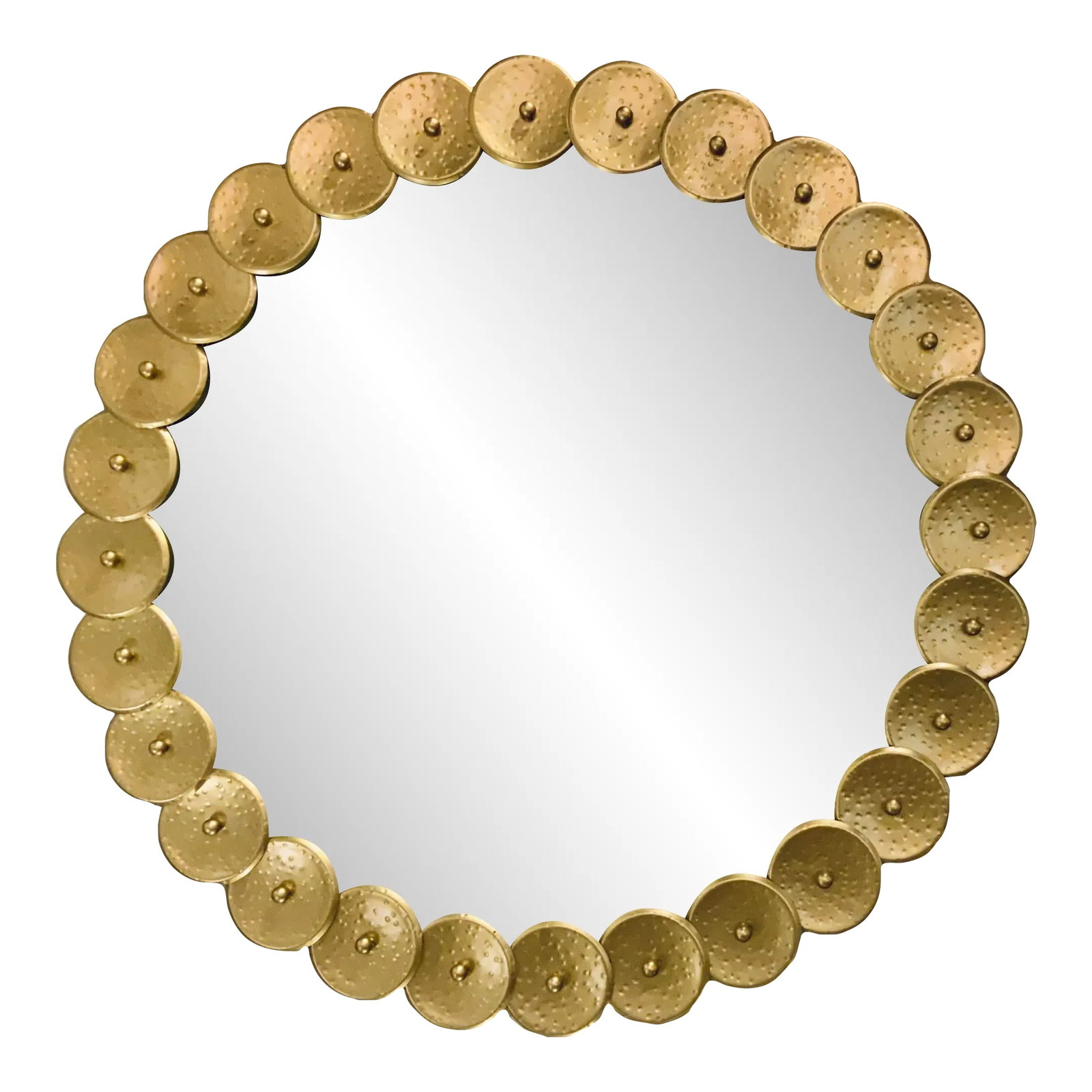 Global Views Modern Gold Shoe Buckle Wall Mirror: Original Retail $1287, stylish Global Views Modern Gold Shoe Buckle Wall Mirror, showroom floor sample Condition: Imperfections: Some Imperfections Condition Notes: Showroom floor sample, not brand ne