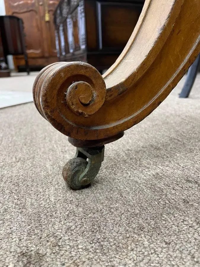 Antique Early 1900's Double Sided Hand Carved Mirror on Wheels - 5