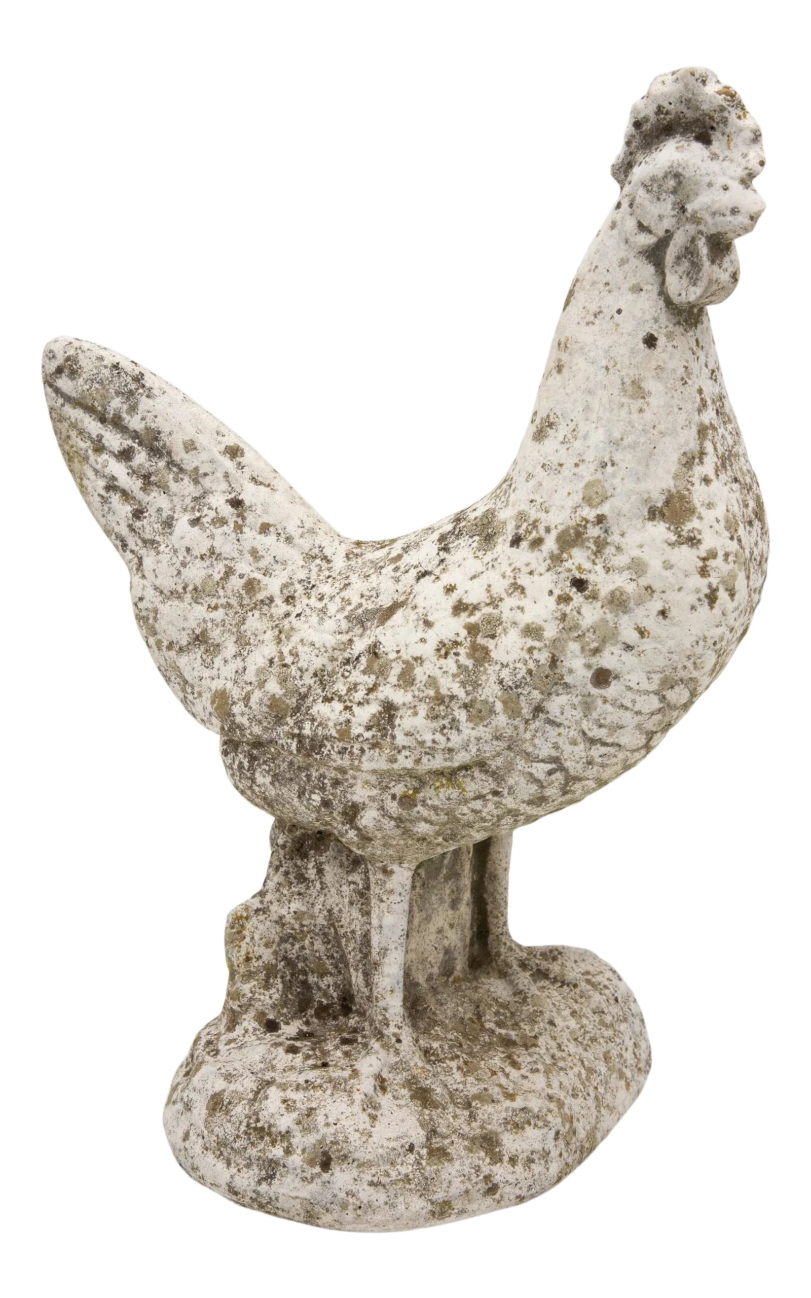 French Cast Stone Rooster: The iconic French Country rooster in cast stone. Finished in a white paint with the perfect patina. Condition: Alterations: Original Condition Unaltered Imperfections: Some Imperfections Condition Not