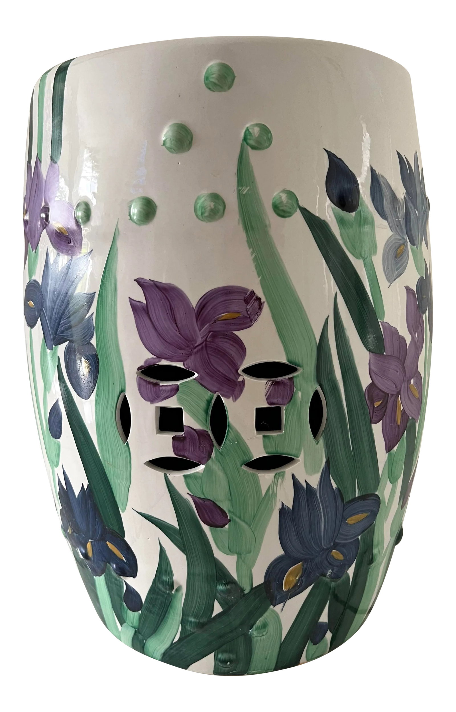 Hand Painted Garden Stool With Irises (1 of 12)
