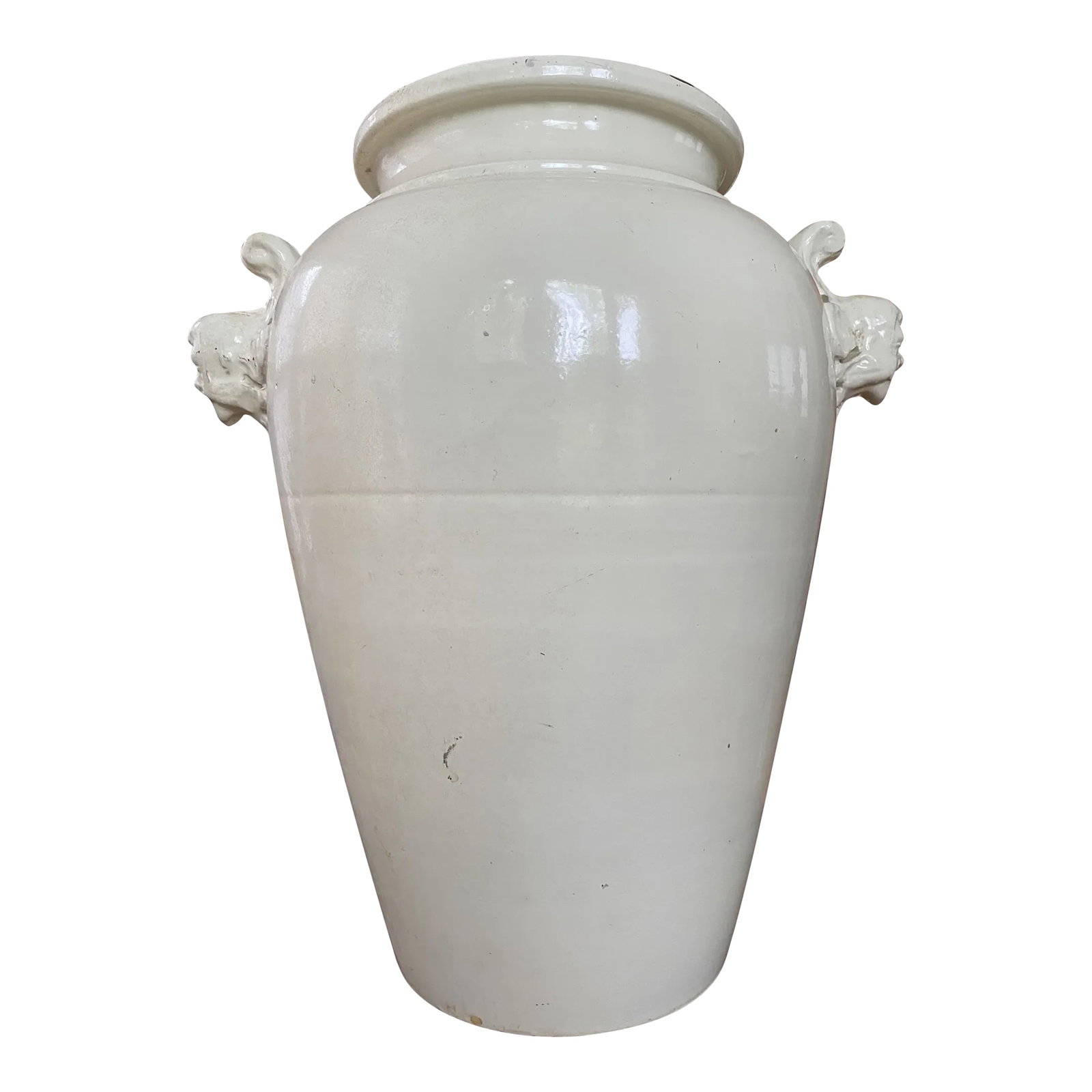 Mid 19th Century Large French Country Glazed Stoneware Oil Jar Urn: This is a great, large piece from France. At some point it was turned into a lamp. At this point it can go back to an urn or wired back to a lamp. The top pieces come off and the inside piece can be e