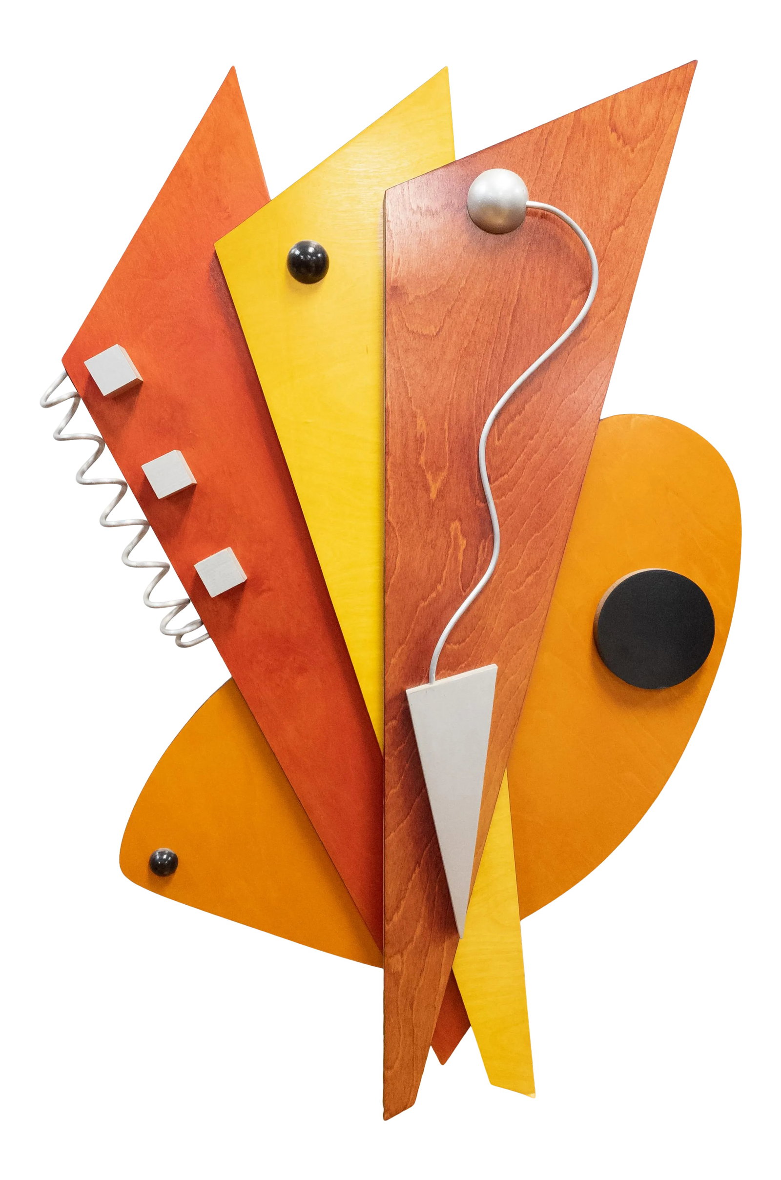 Post Modern Pop Art Wall Sculpture: We are selling this attractive and massive Pop art wall sculpture. This late 20th century sculpture is professionally made from plywood and painted in vibrant colors in a Post-Modern Memphis style.