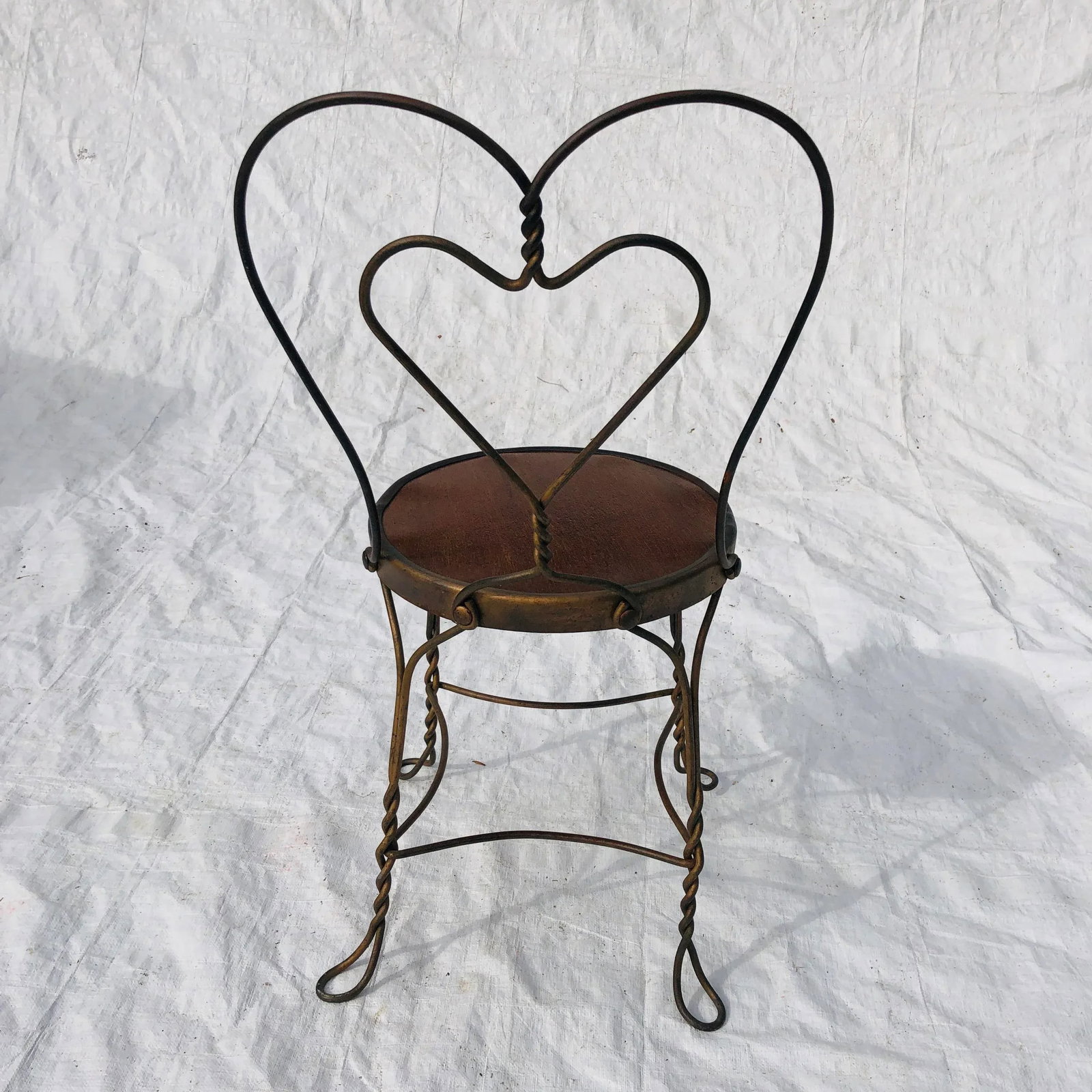 Vintage Wrought Iron Sweetheart Chair - 5