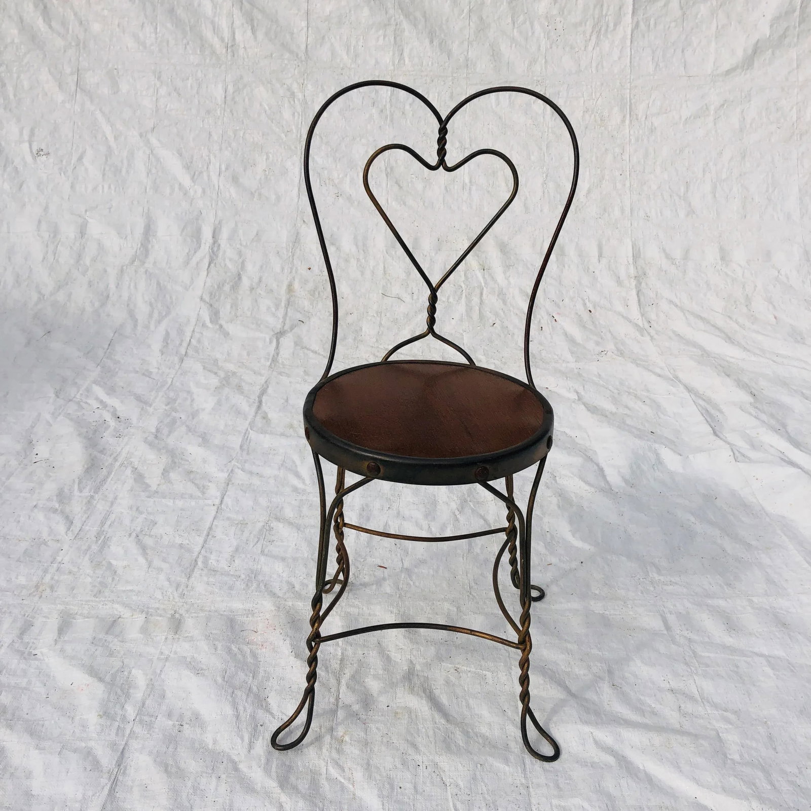 Vintage Wrought Iron Sweetheart Chair - 8