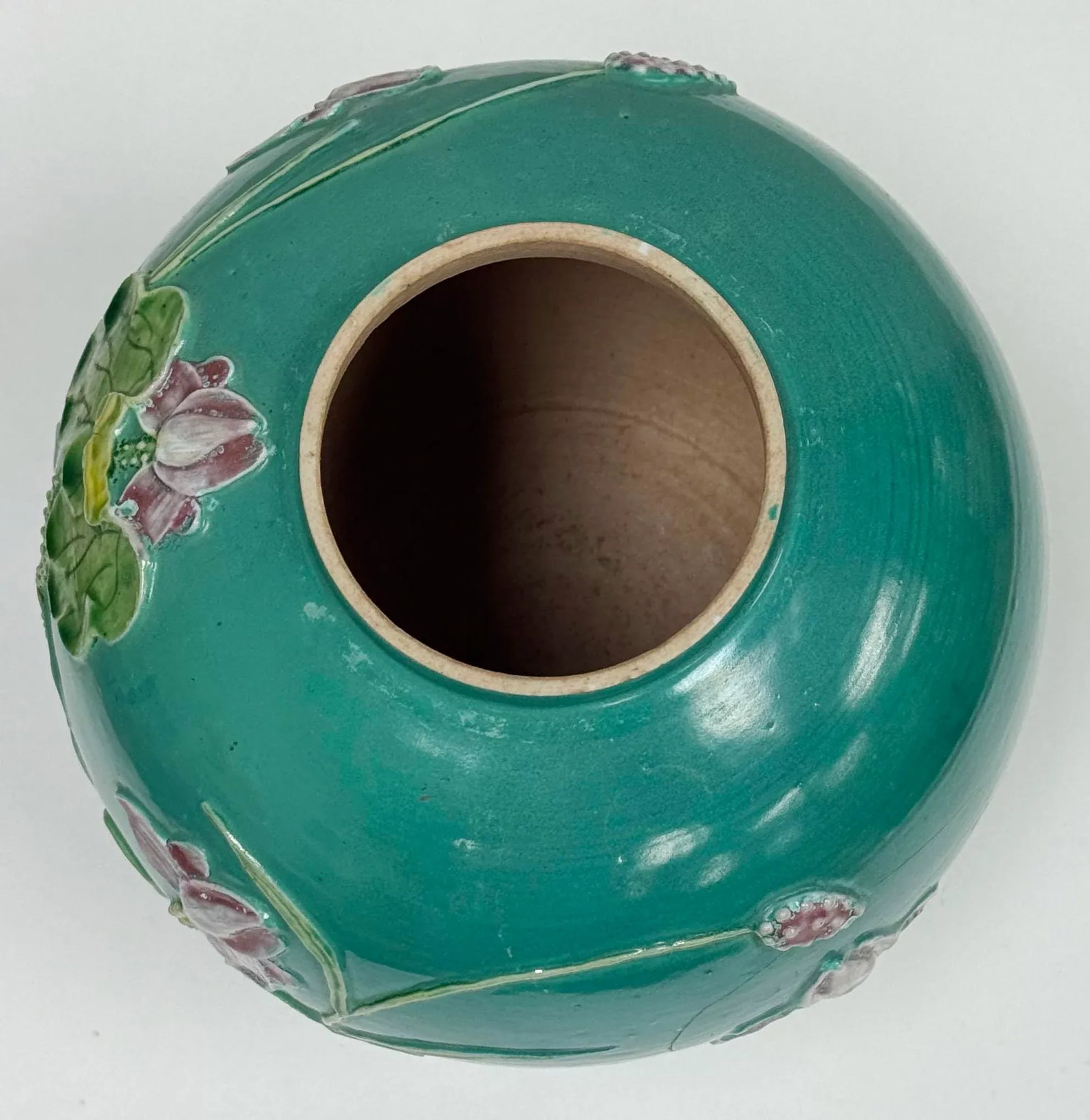Antique Majolica Style Flora and Fauna Lidded Ginger Jar - 9