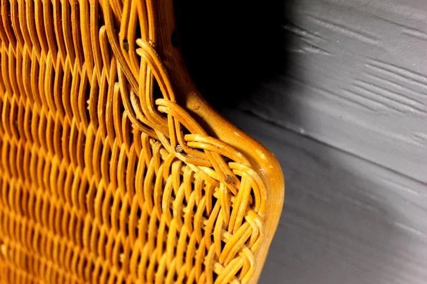 Vintage Wicker Mirror With Hooks Frame - 4