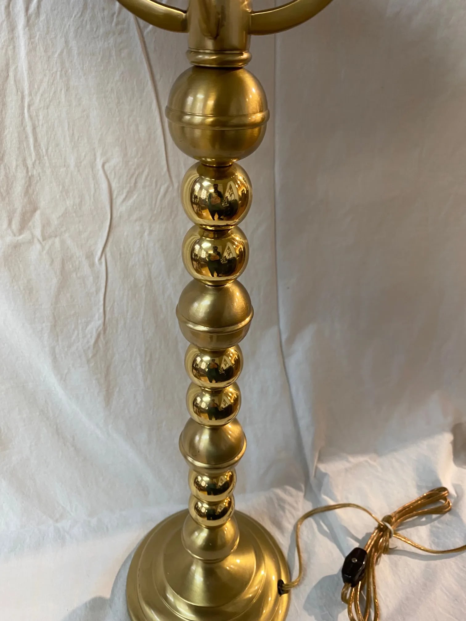 Vintage Brass Black and Gold Lamp With Metal Shade - 8