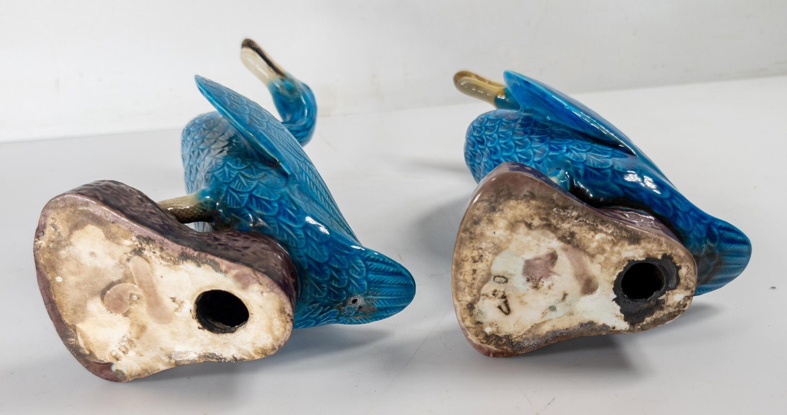 20th Century Pair of Chinese Turquoise Blue Glazed Chinoiserie Ducks or Geese - 9