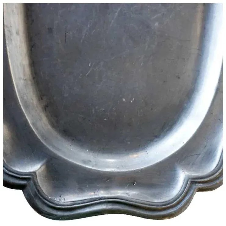 Large French Pewter Reeded Oval Fish Platter - 10