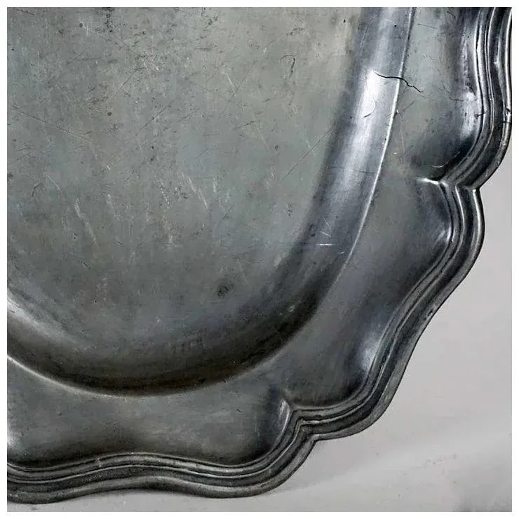 Large French Pewter Reeded Oval Fish Platter - 2
