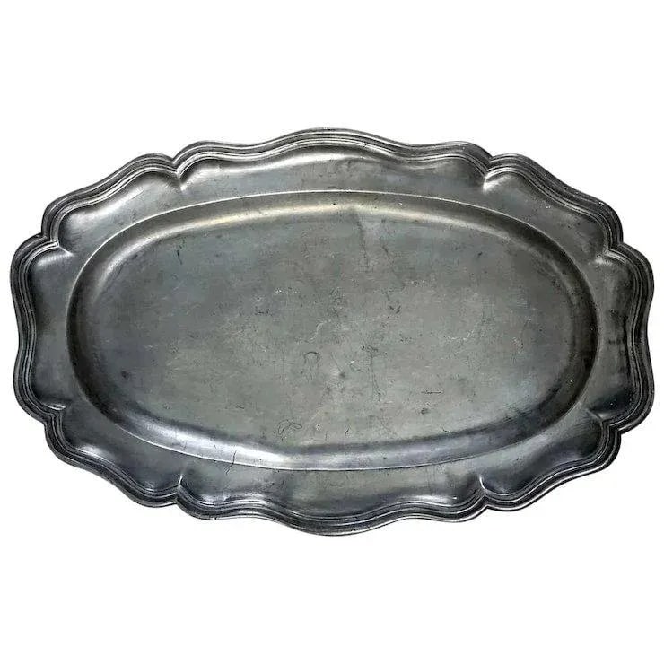 Large French Pewter Reeded Oval Fish Platter - 5