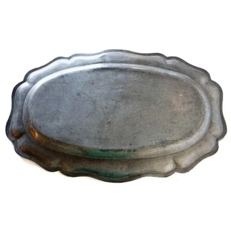 Large French Pewter Reeded Oval Fish Platter - 7