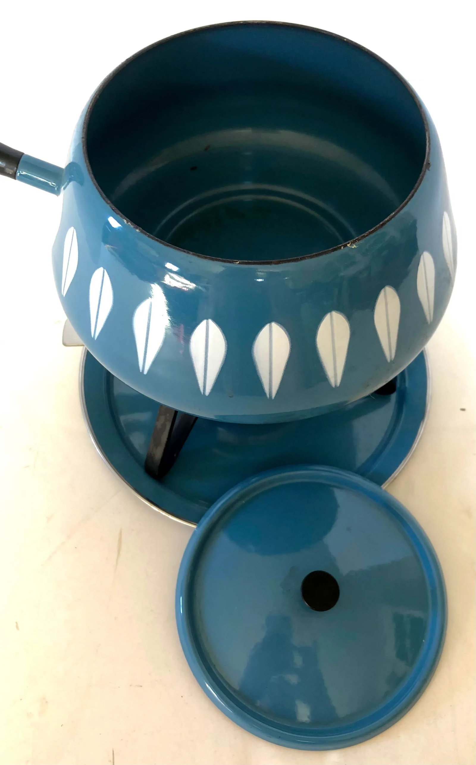 MCM Cathrineholm Norway Blue Lotus Fondue Enamelware Pot - 3