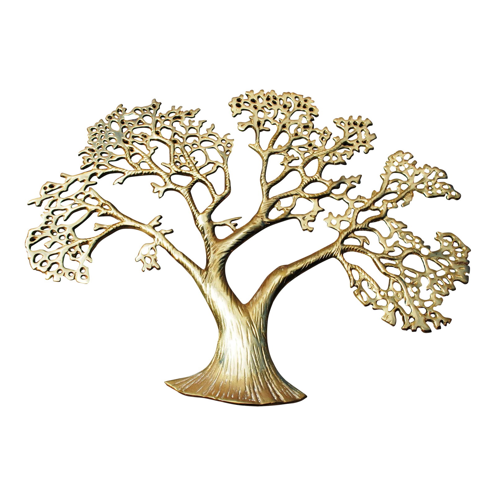 Mid-Century Brass Bonsai Tree Wall Decor: Brass wall decor was all the rage in mid-century decorating. This brass bonsai tree is very intricate and striking to see. Due to its size, it is cast in two sections and welded together as seen on th