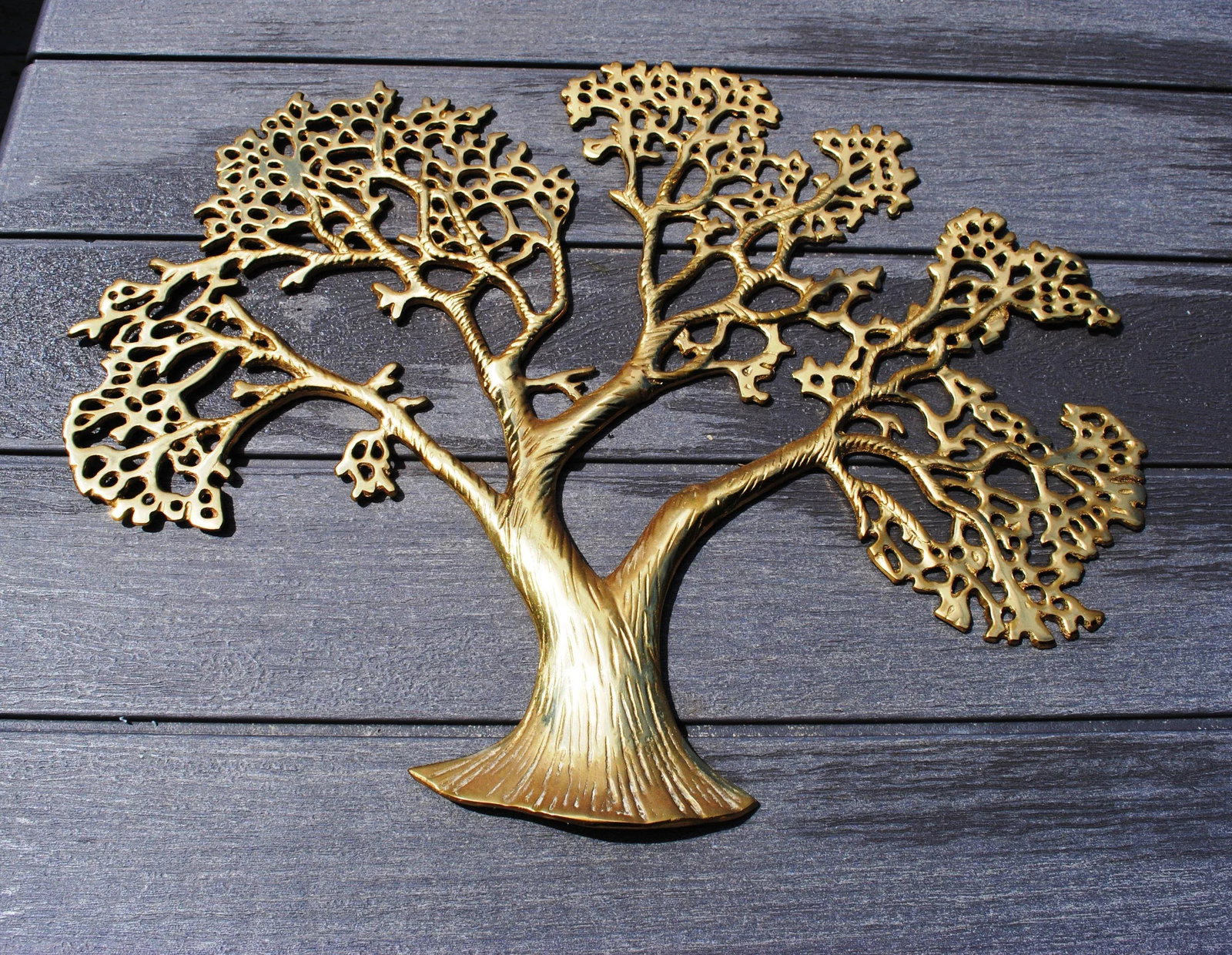 Mid-Century Brass Bonsai Tree Wall Decor - 2