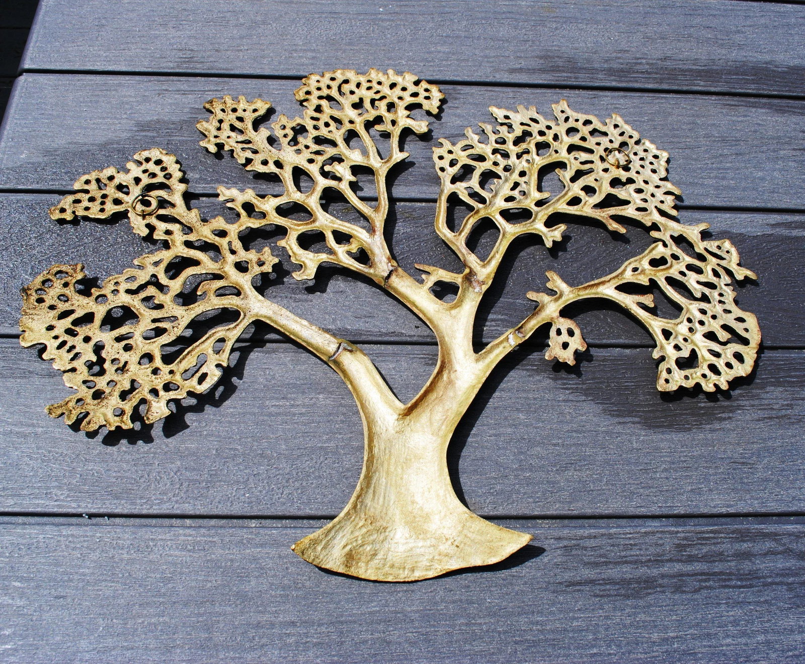 Mid-Century Brass Bonsai Tree Wall Decor - 3