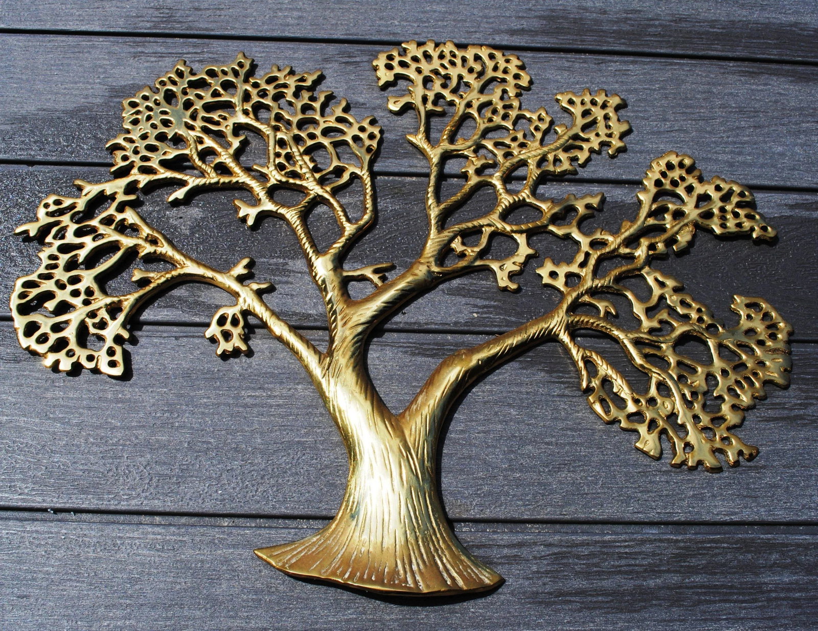 Mid-Century Brass Bonsai Tree Wall Decor - 4