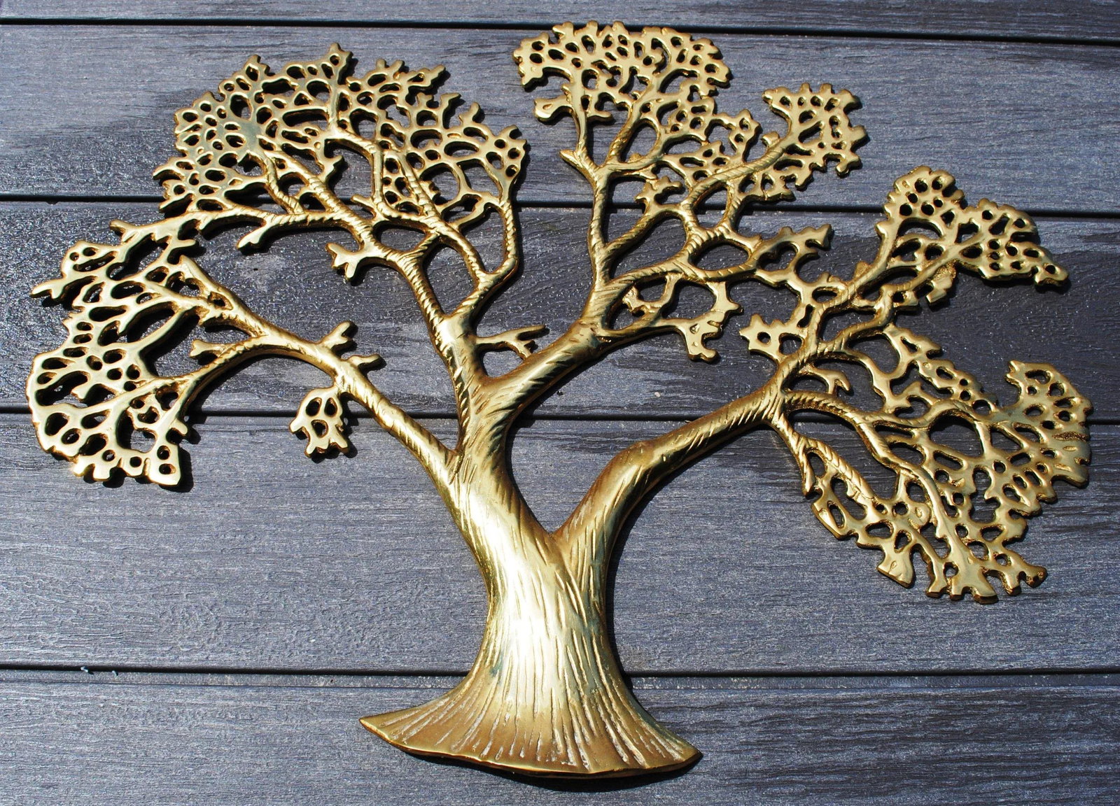 Mid-Century Brass Bonsai Tree Wall Decor - 5
