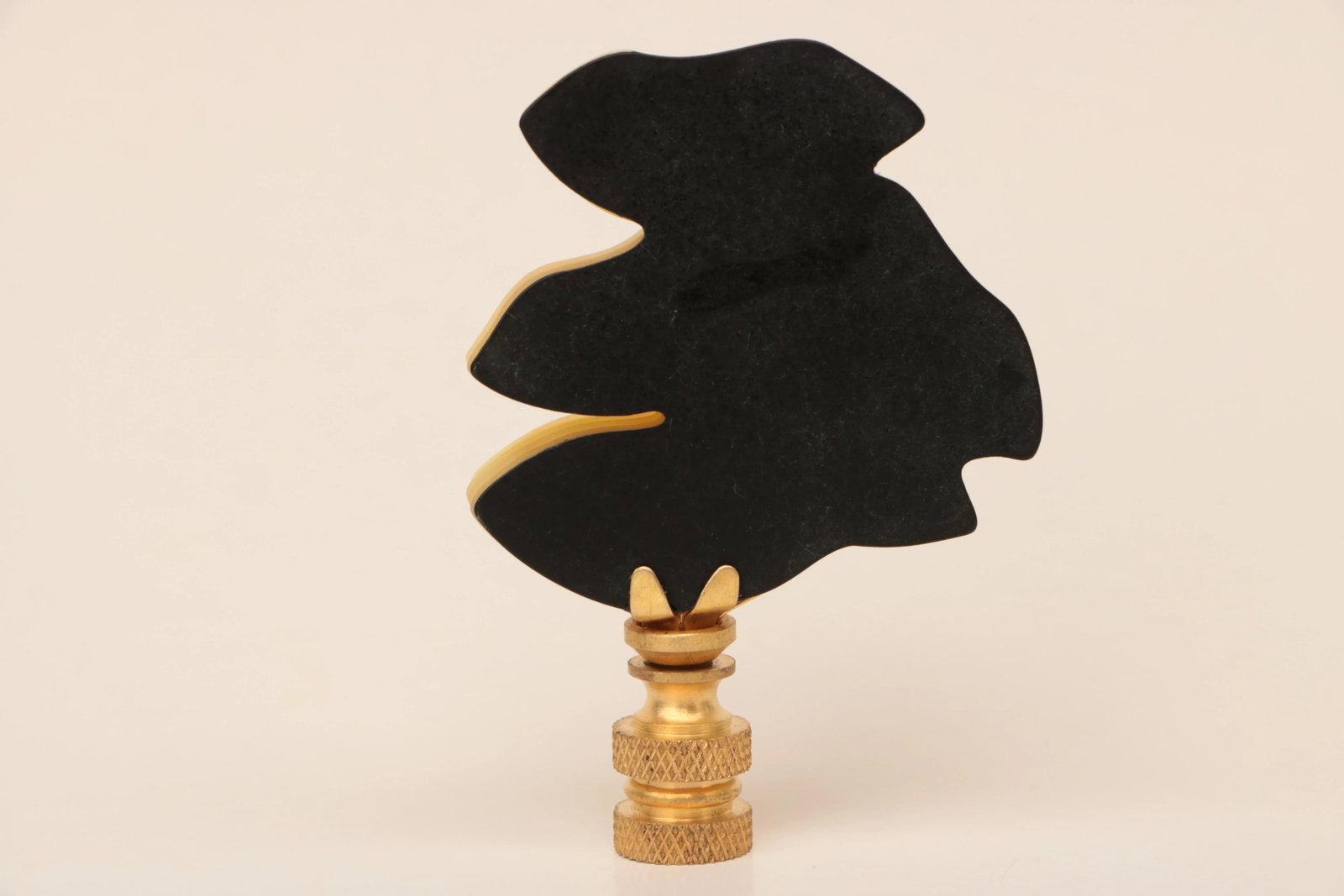 Ginkgo Leaf Lamp Finials on Brass Hardware - a Pair - 5